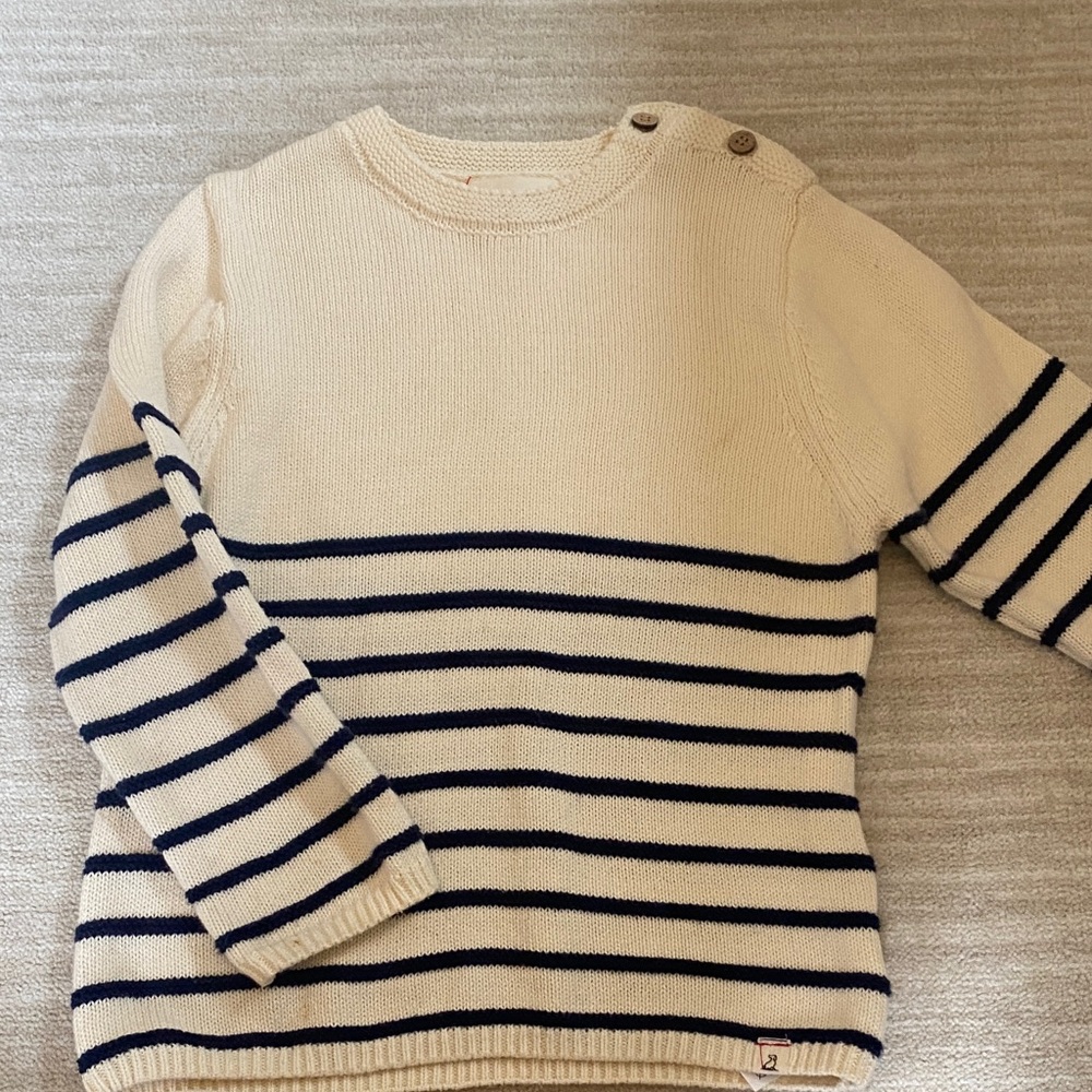 Nautical Striped Kids Sweater in Cream and Navy